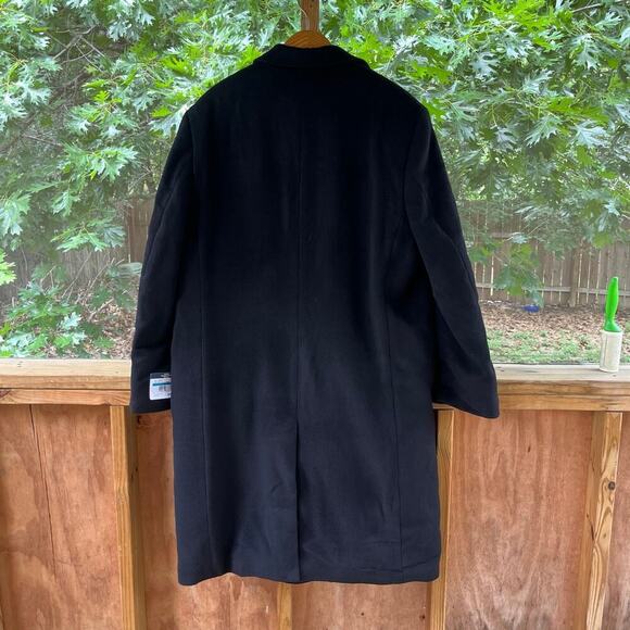 Hart Schaffner Marx Men's Wool/Cashmere Black Overcoat Size 48L. NEW - Picture 2 of 13